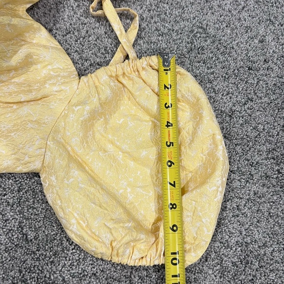 B.Right SHINE SO BRIGHT YELLOW FLORAL JACQUARD PUFF SLEEVE MIDI DRESS Size Small - Picture 13 of 16